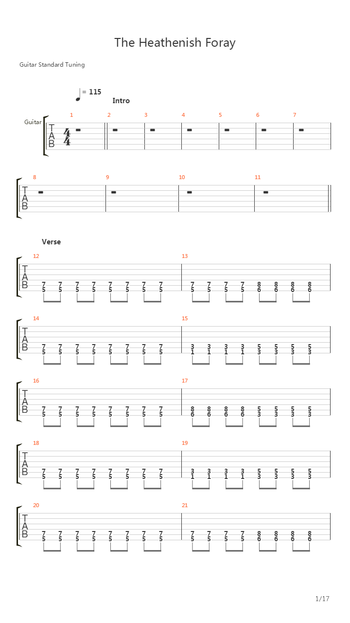 The Heathenish Foray吉他谱