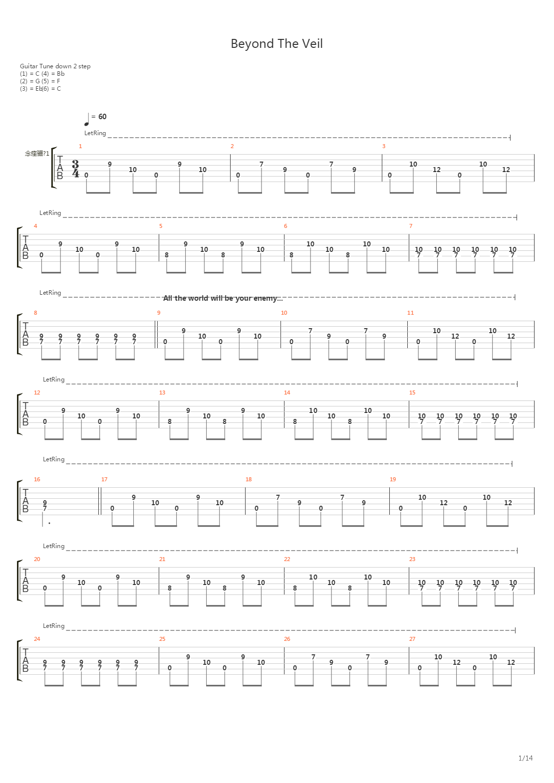 Beyond The Veil吉他谱
