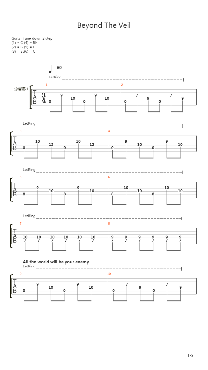 Beyond The Veil吉他谱