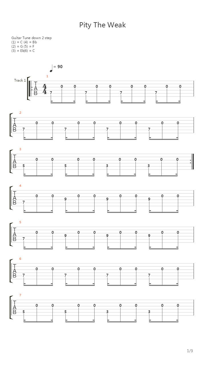 Pity The Weak吉他谱
