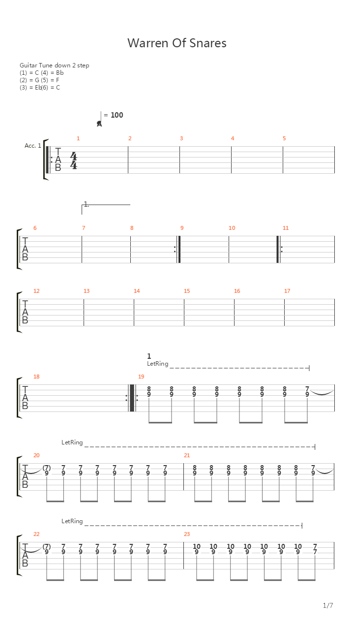 Warren Of Snares吉他谱