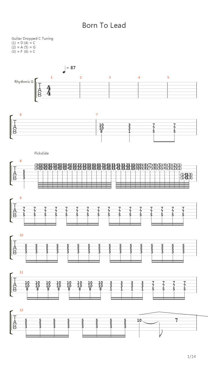 Born To Lead吉他谱