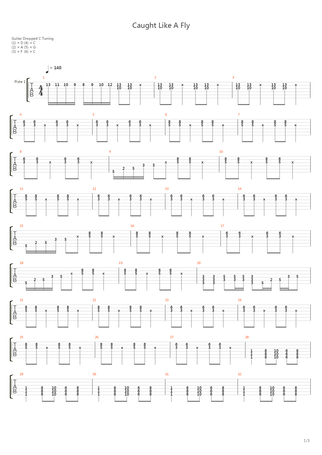 Caught Like A Fly吉他谱