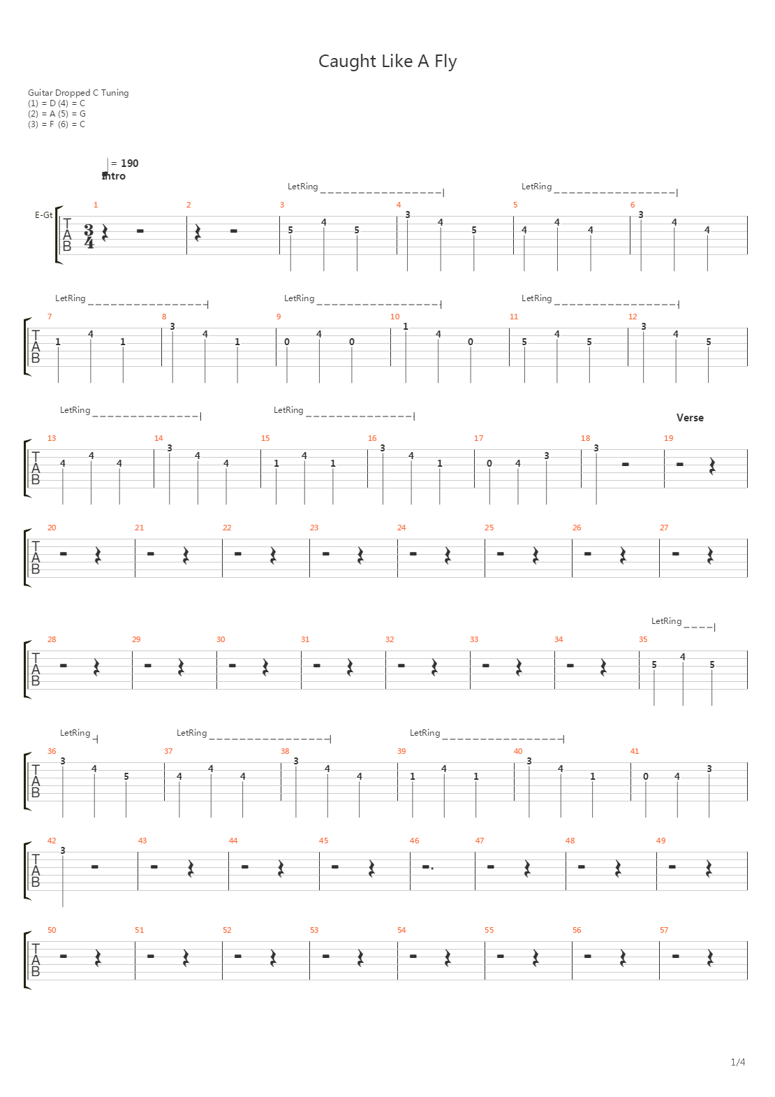 Caught Like A Fly吉他谱