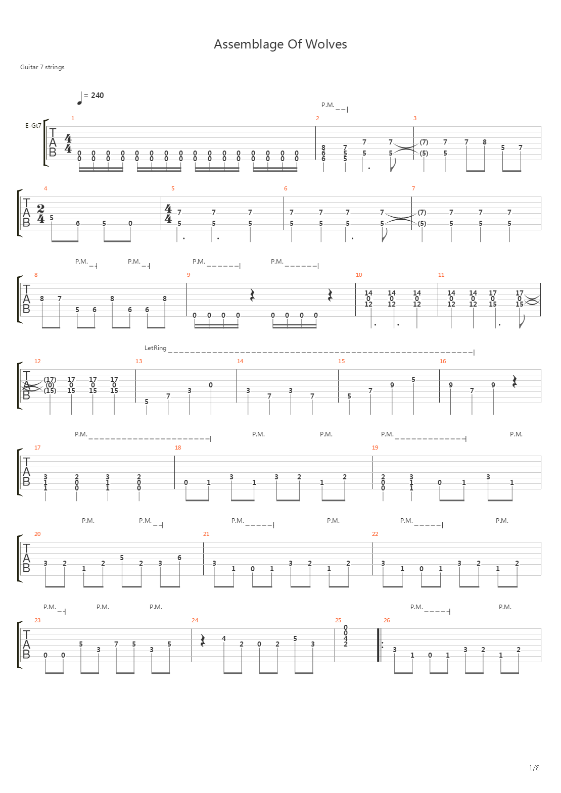 Assemblage Of Wolves吉他谱