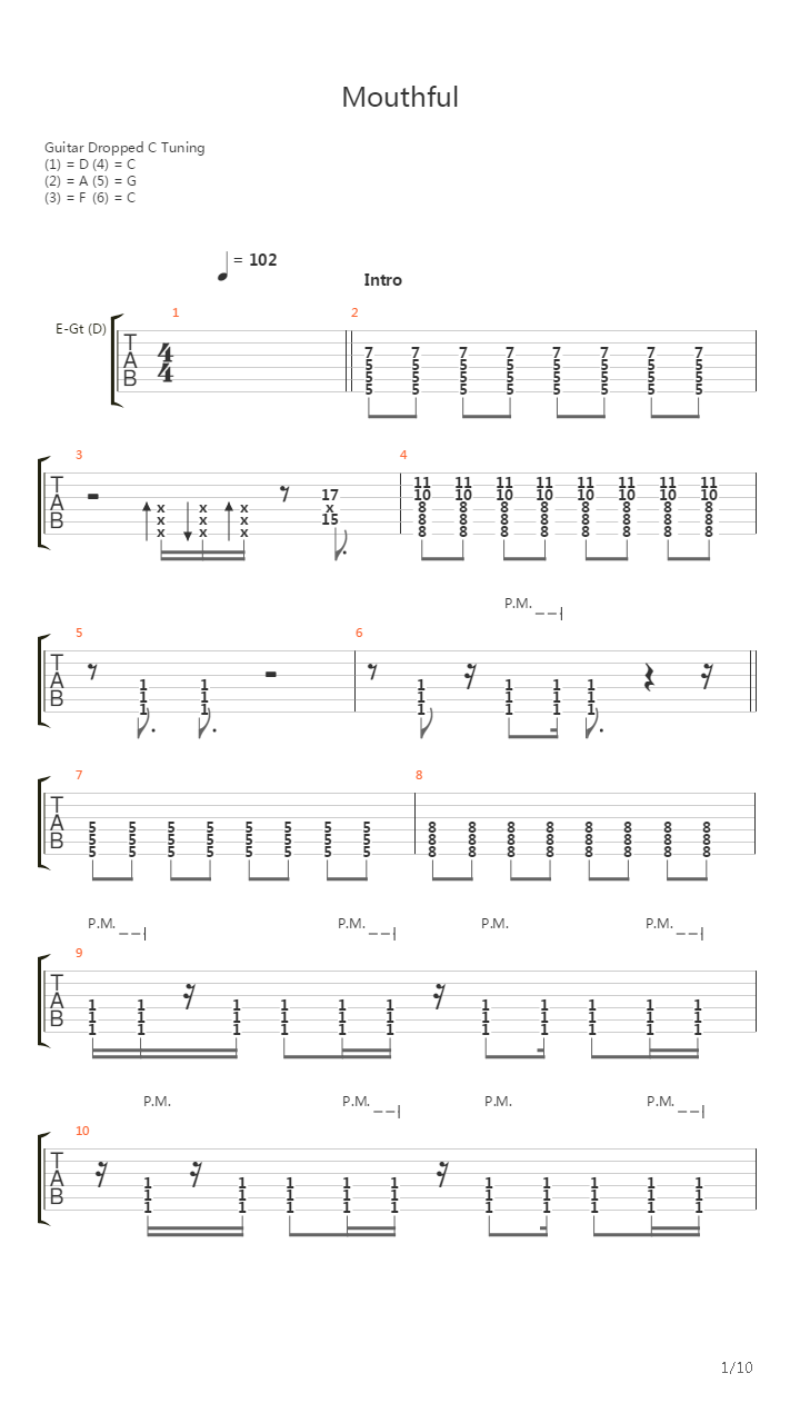 Mouthful吉他谱