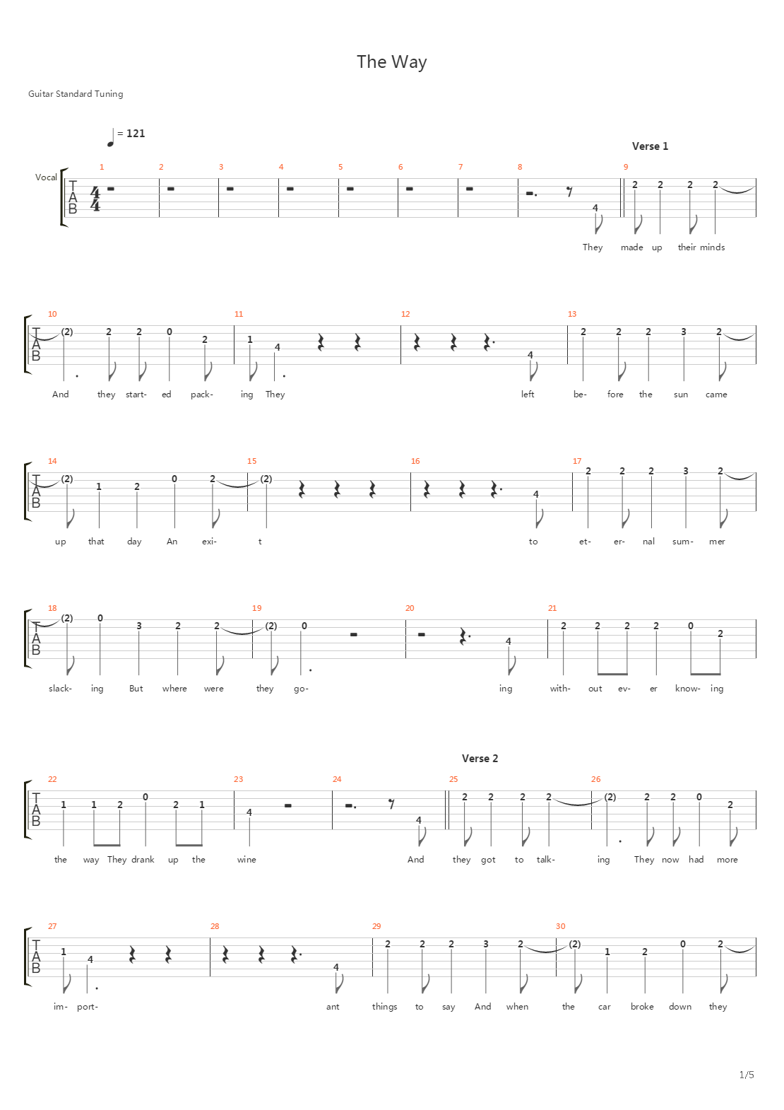 The Way吉他谱