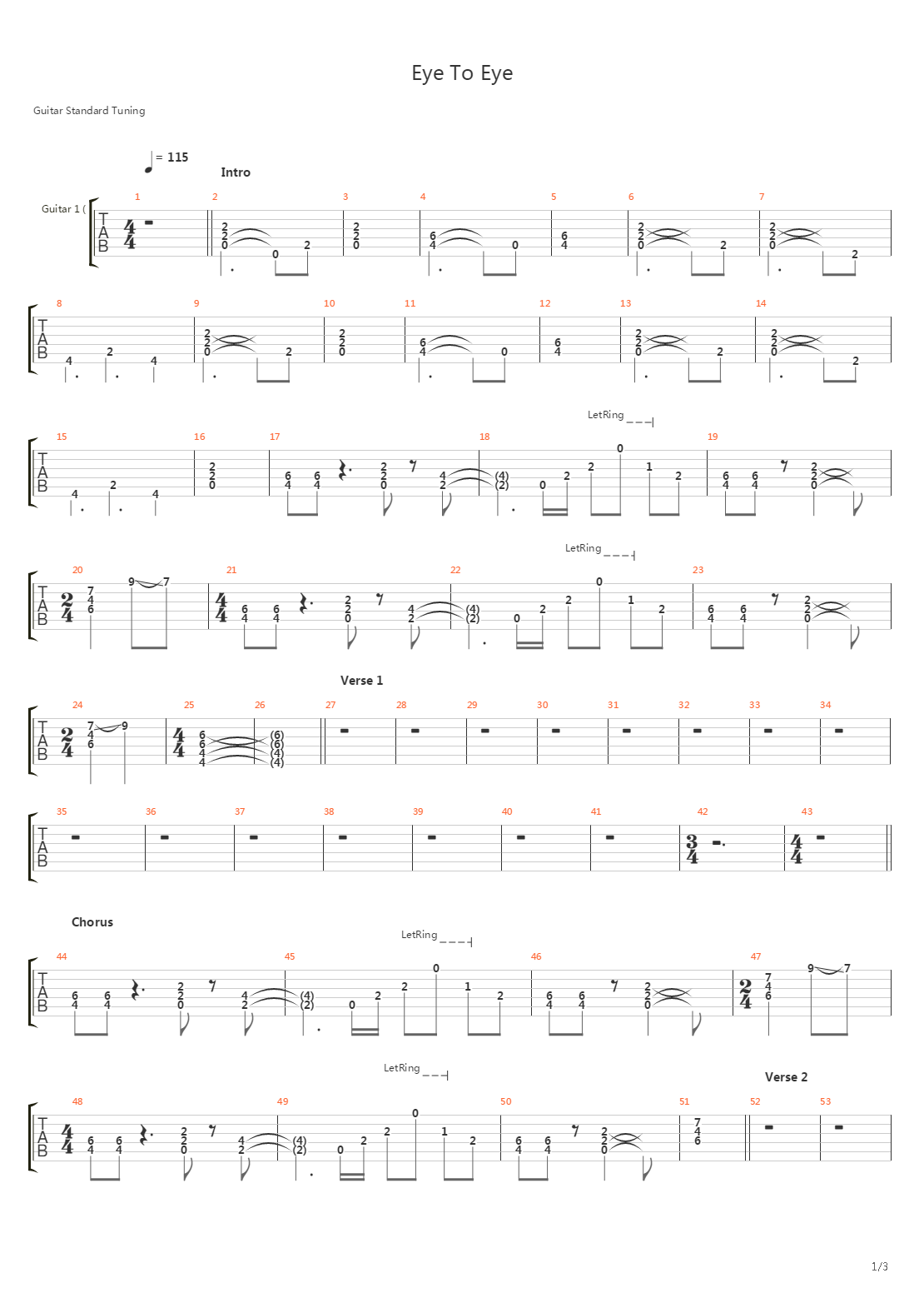 Eye To Eye吉他谱