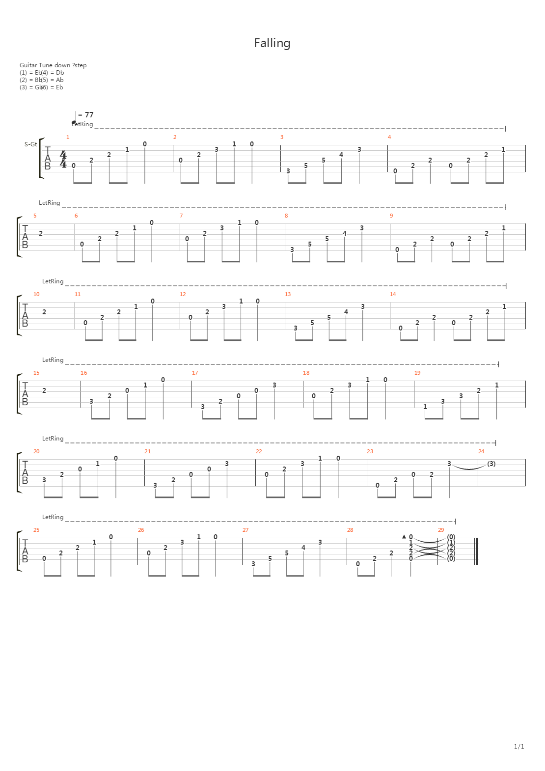 Falling吉他谱