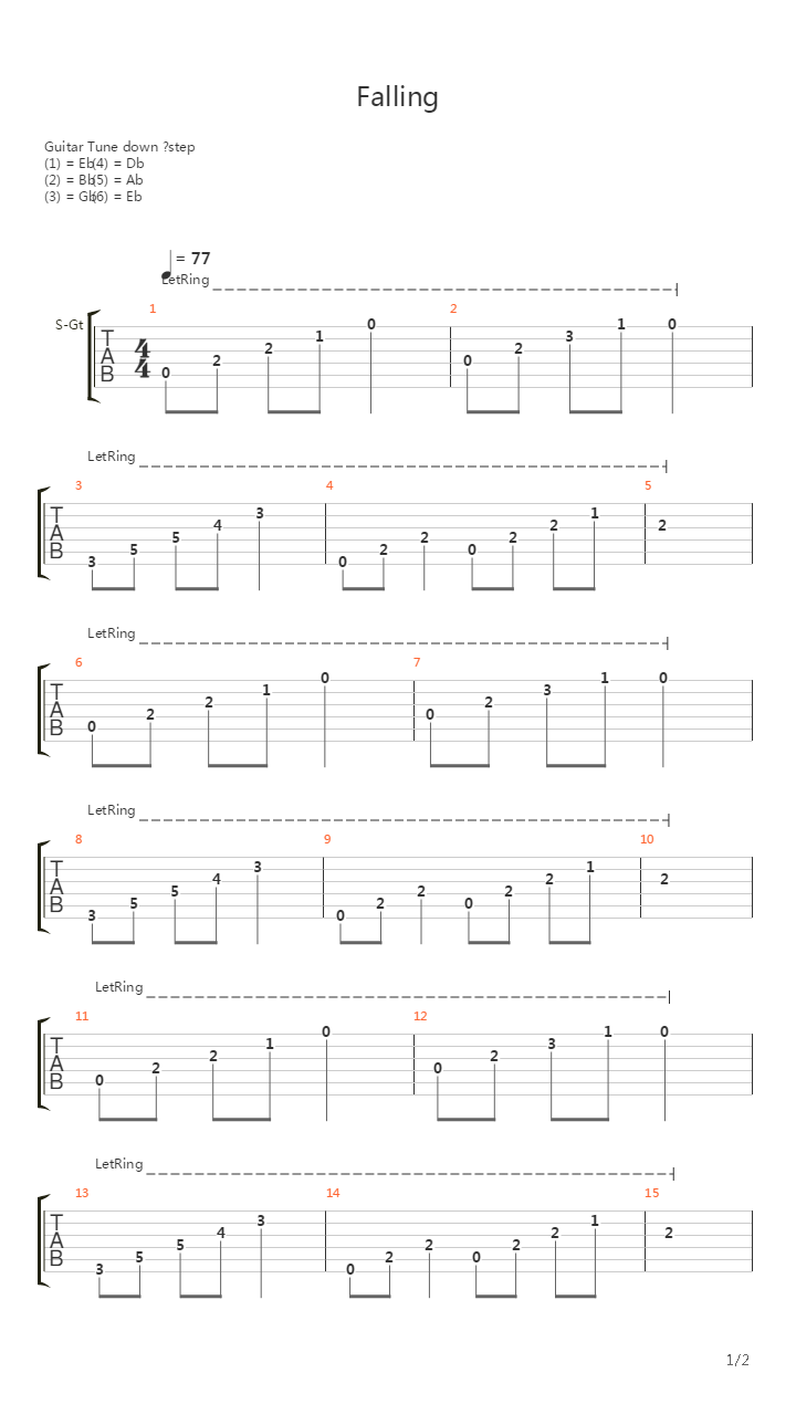 Falling吉他谱