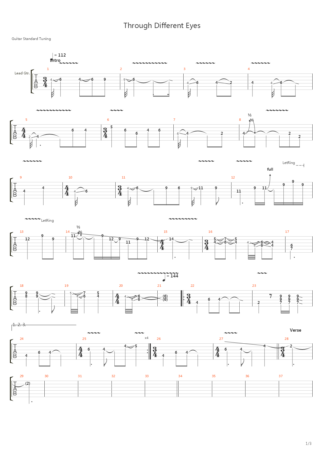 Through Different Eyes吉他谱