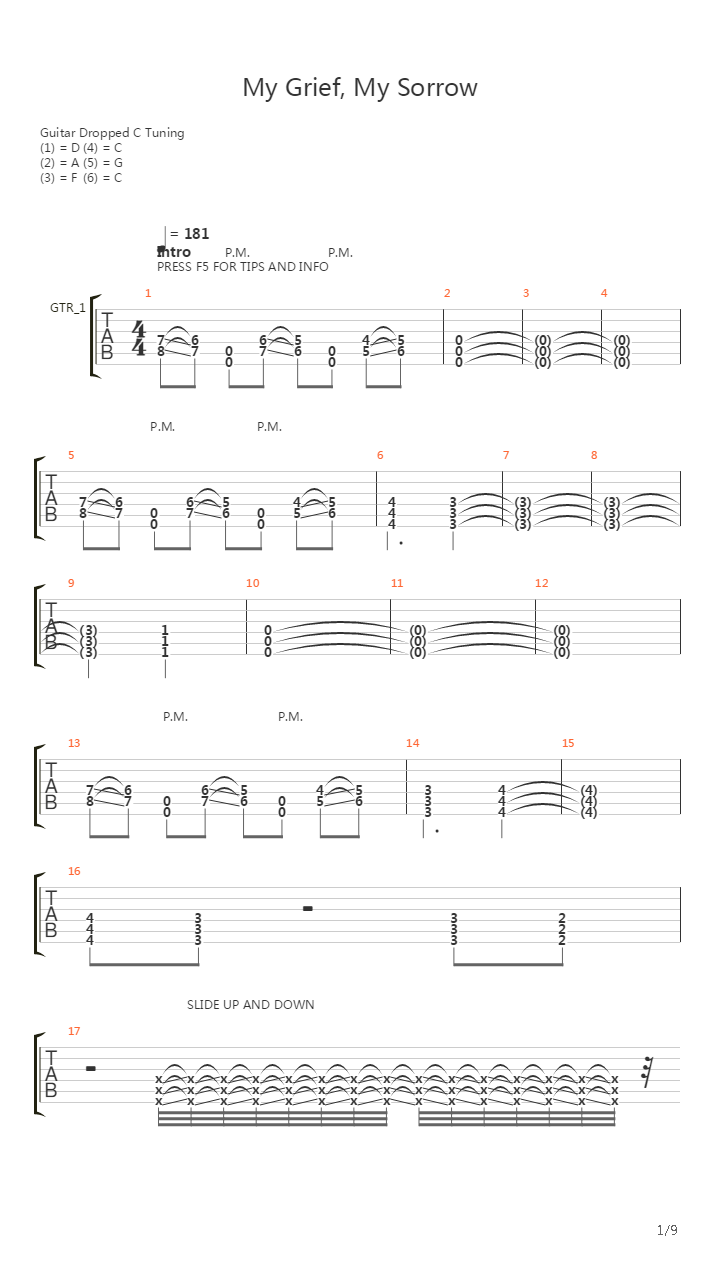 My Grief My Sorrow吉他谱