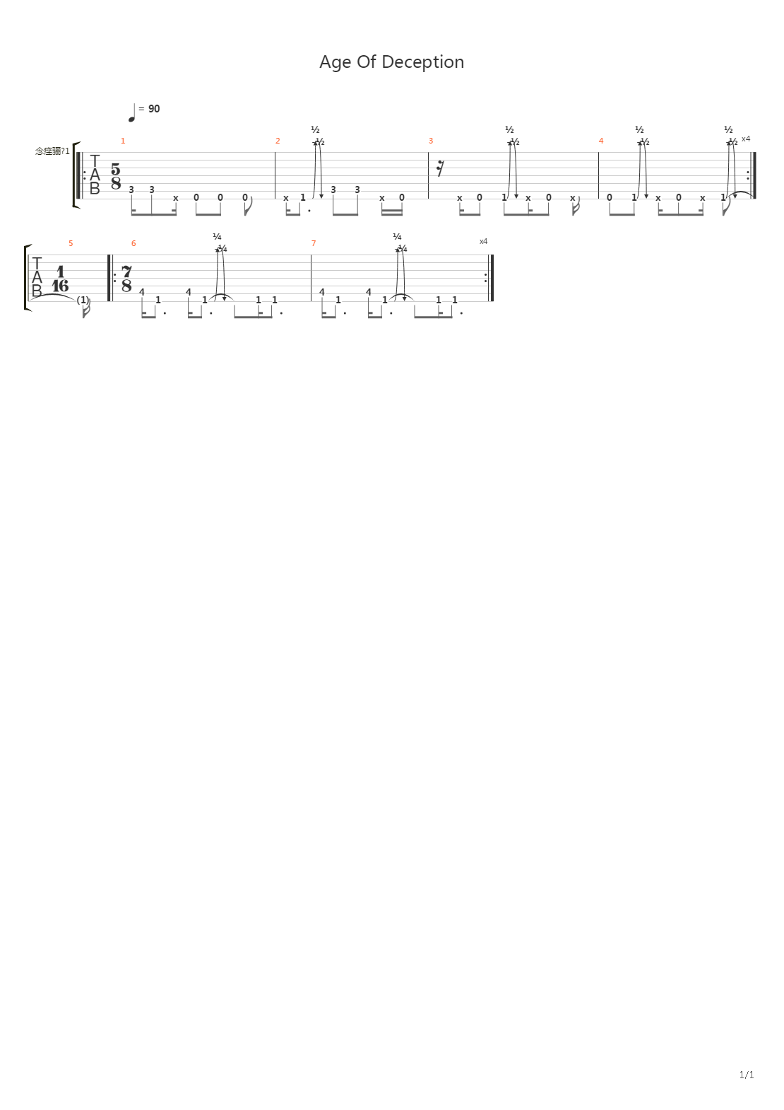 Age Of Deception吉他谱