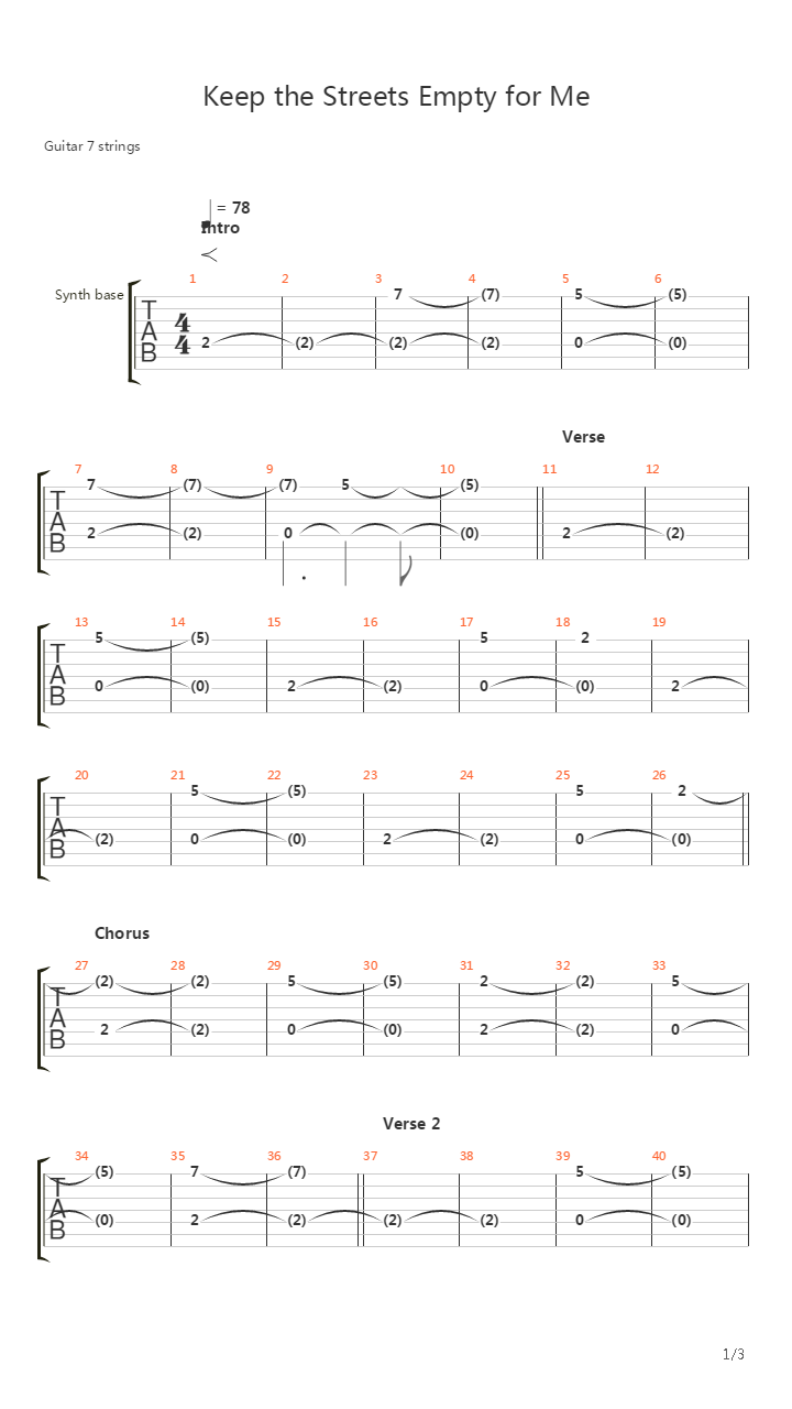 Keep The Streets Empty For Me吉他谱