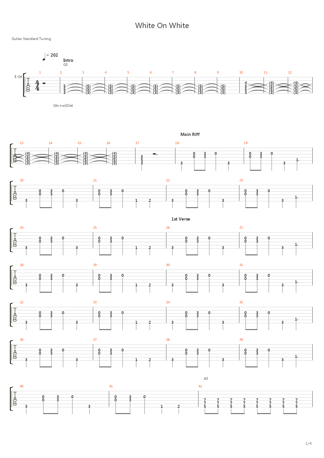 White On White吉他谱