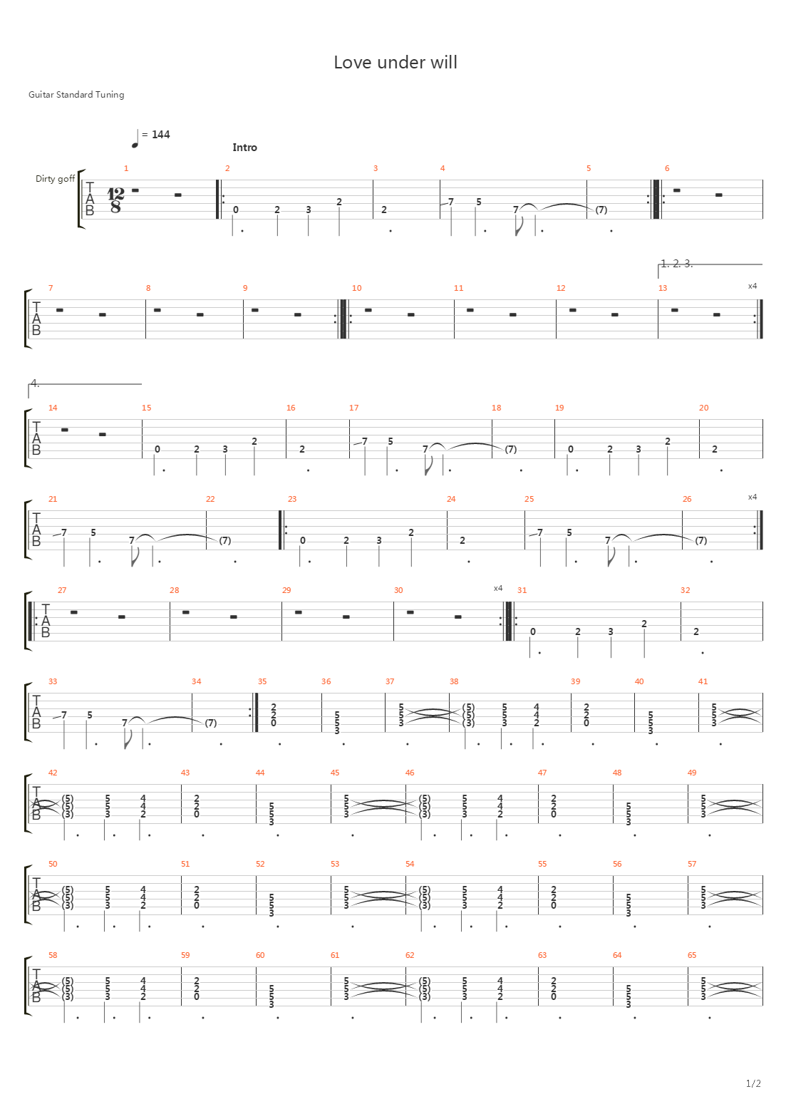 Love Under Will吉他谱