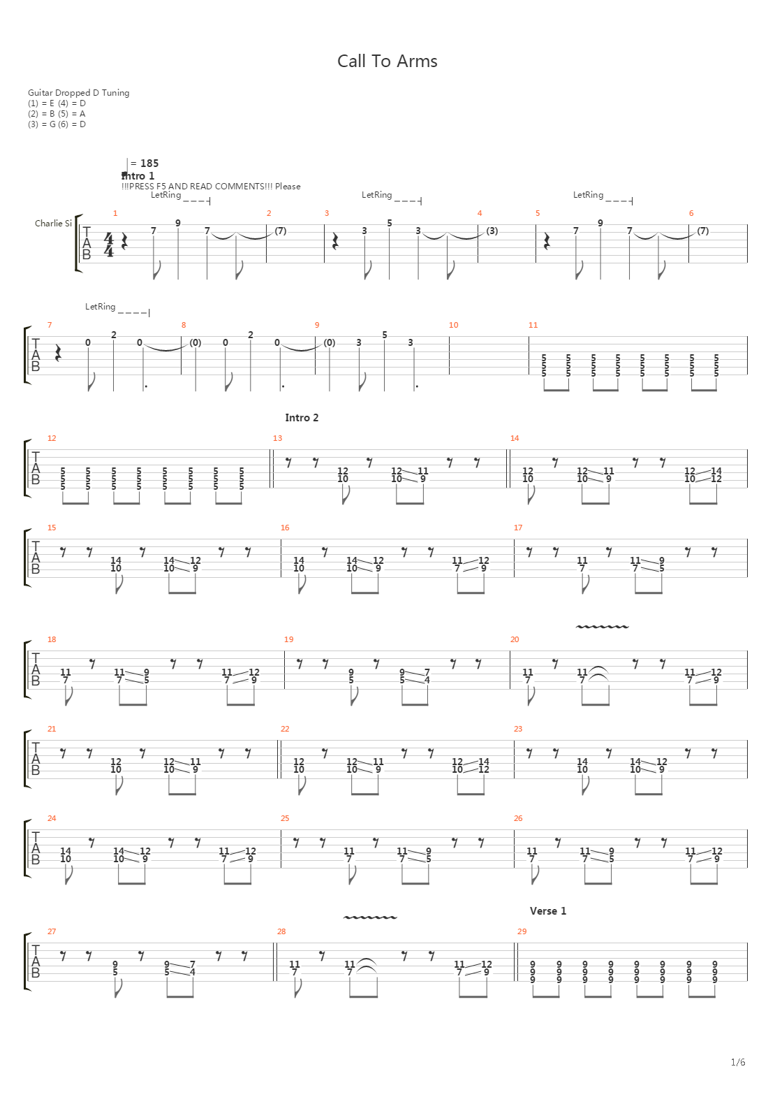 Call To Arms吉他谱