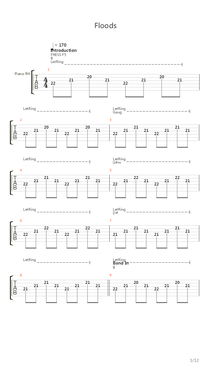 Floods吉他谱