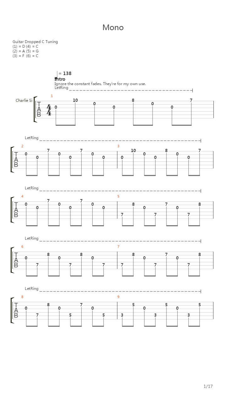 Mono吉他谱