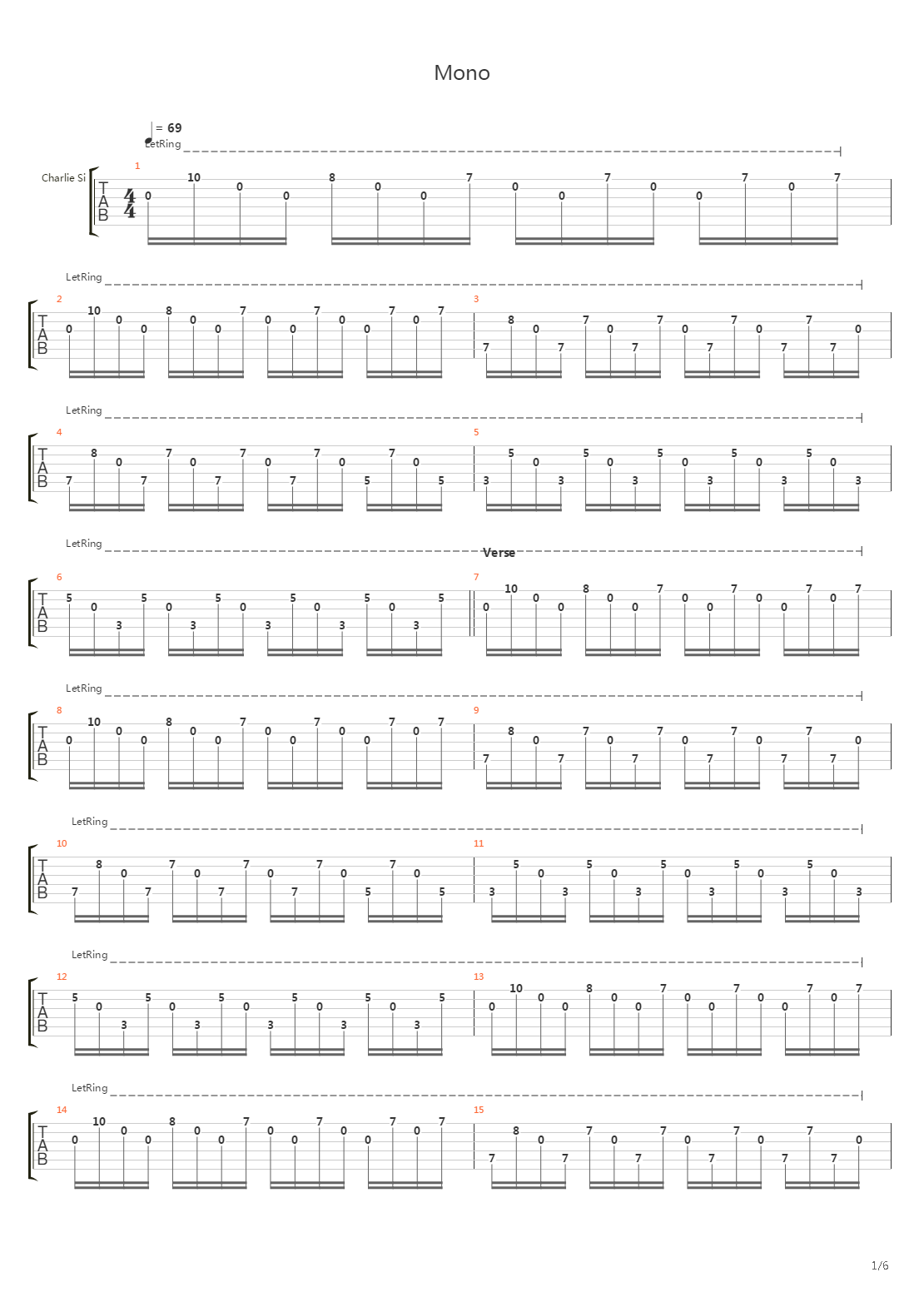 Mono吉他谱