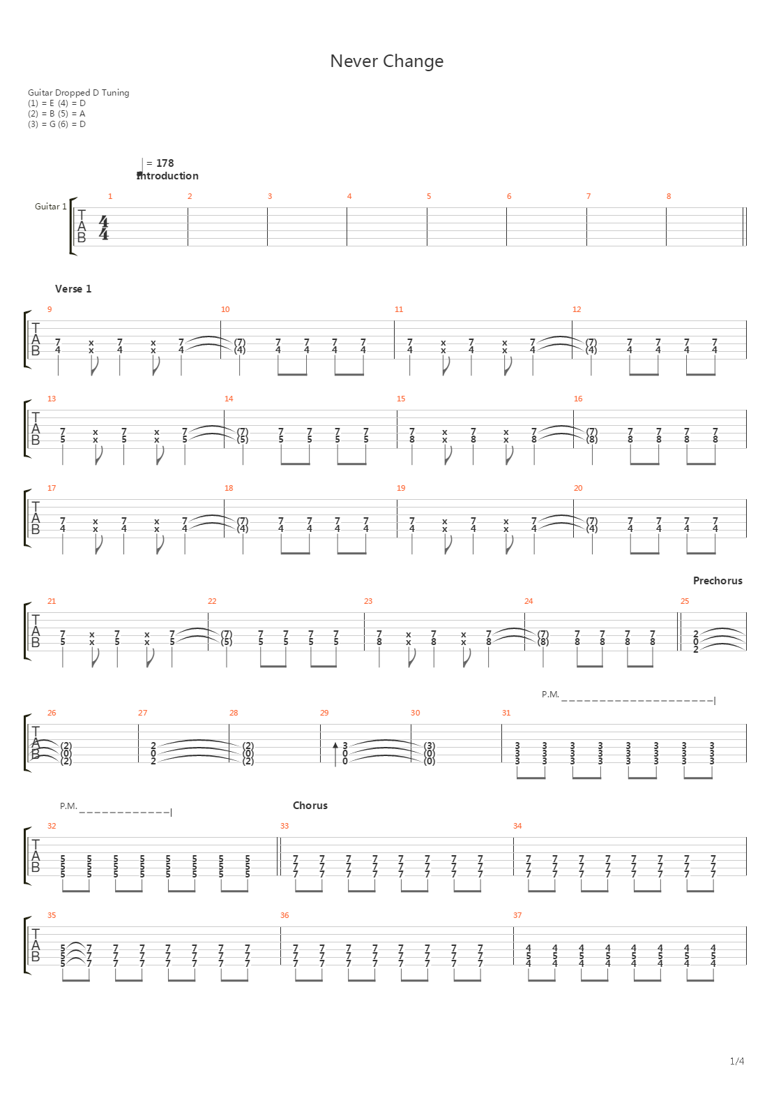 Never Change吉他谱