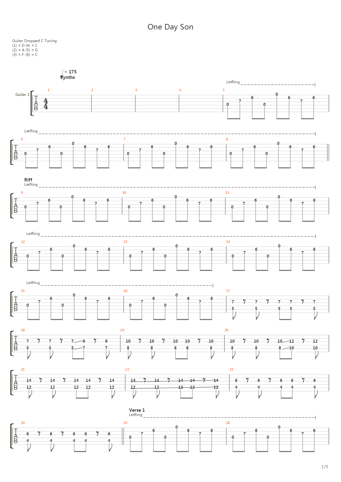 One Day Son吉他谱