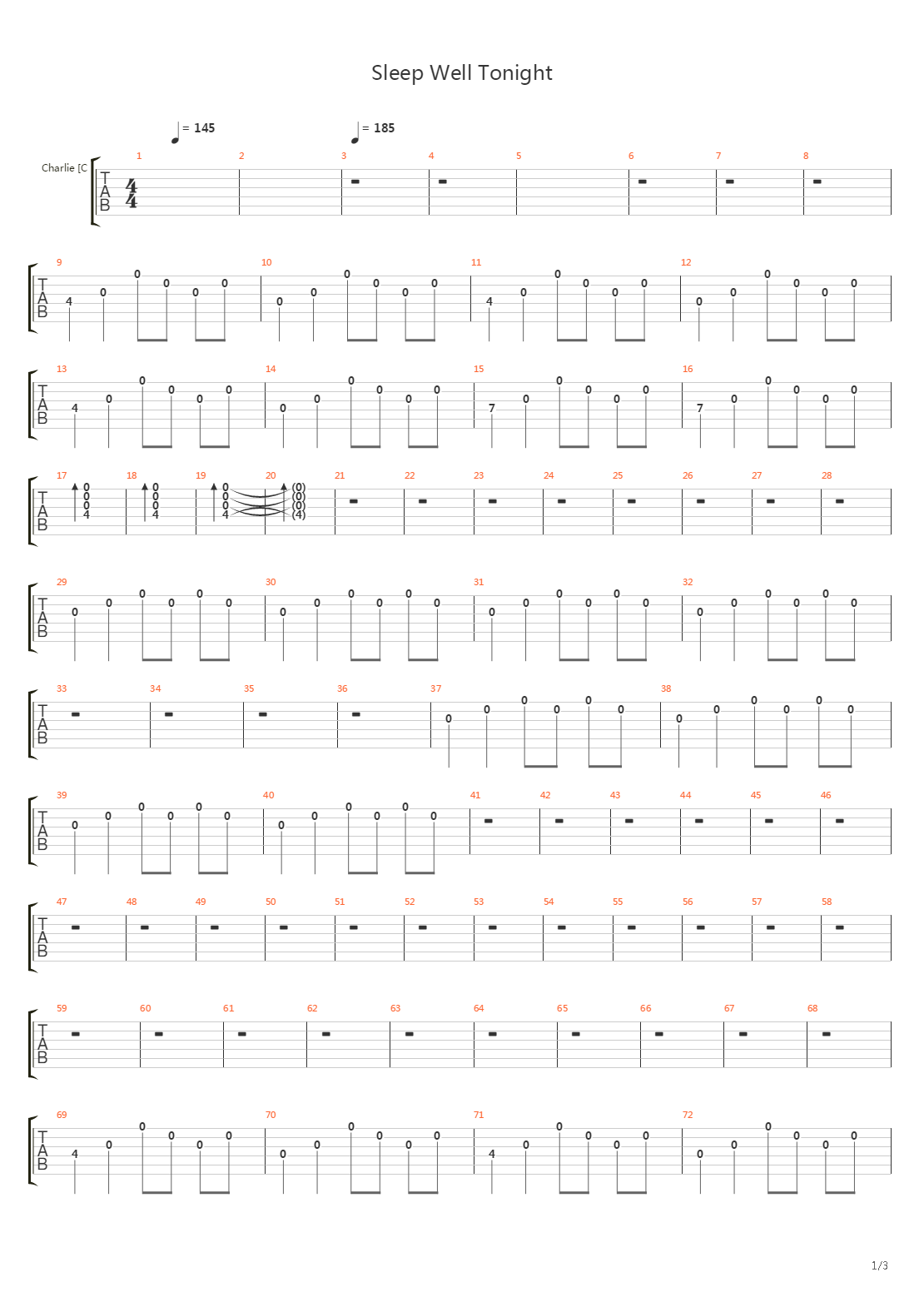 Sleep Well Tonight吉他谱
