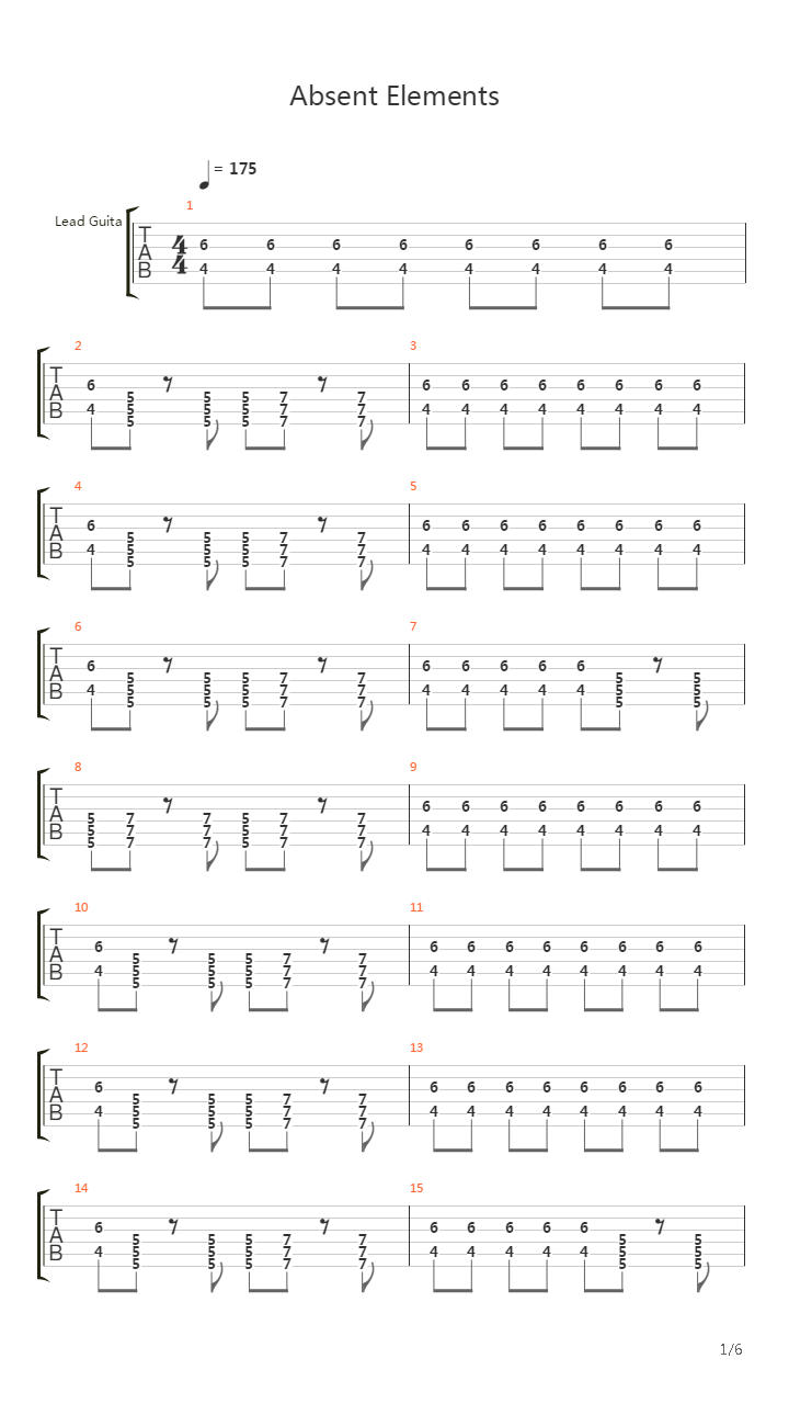 Absent Elements吉他谱