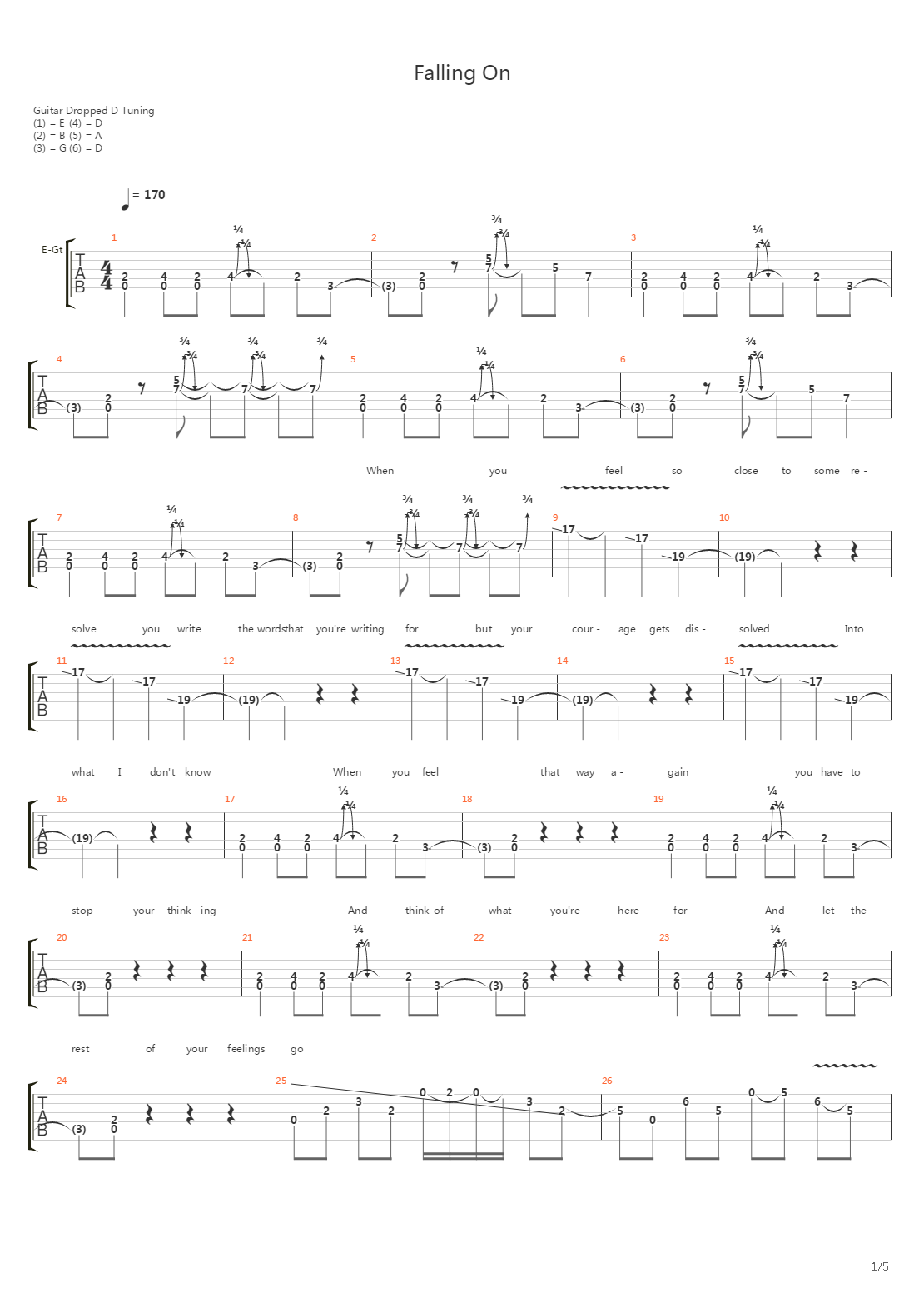 Falling On吉他谱