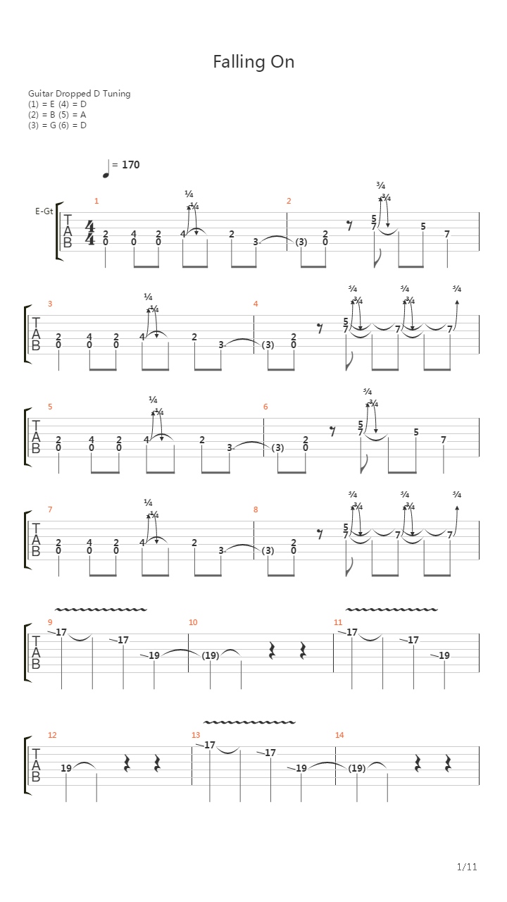 Falling On吉他谱