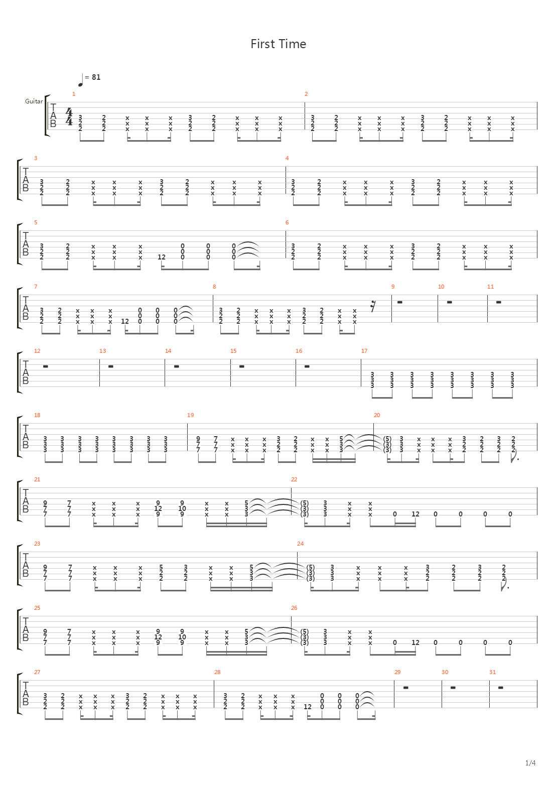 First Time吉他谱