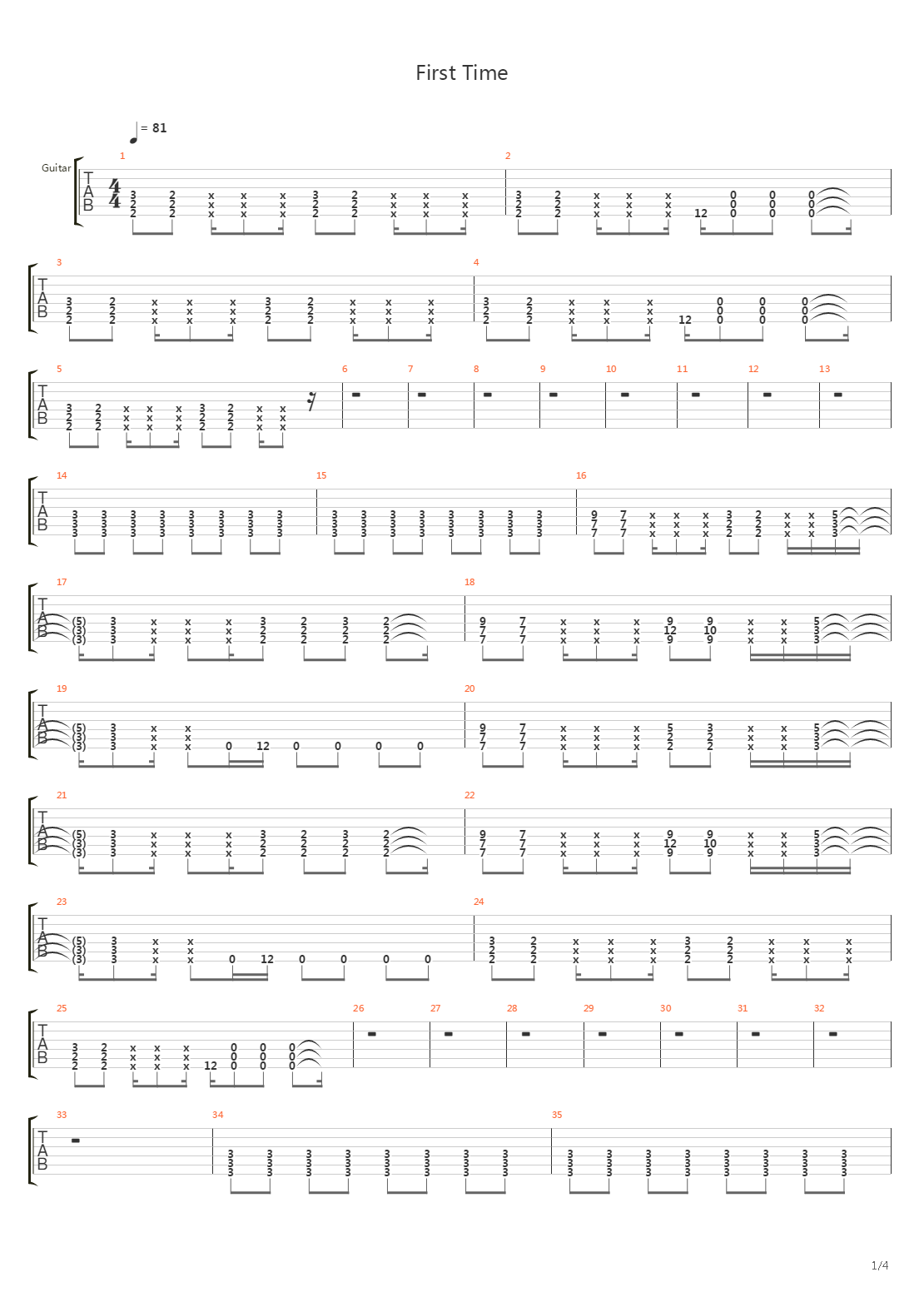 First Time吉他谱
