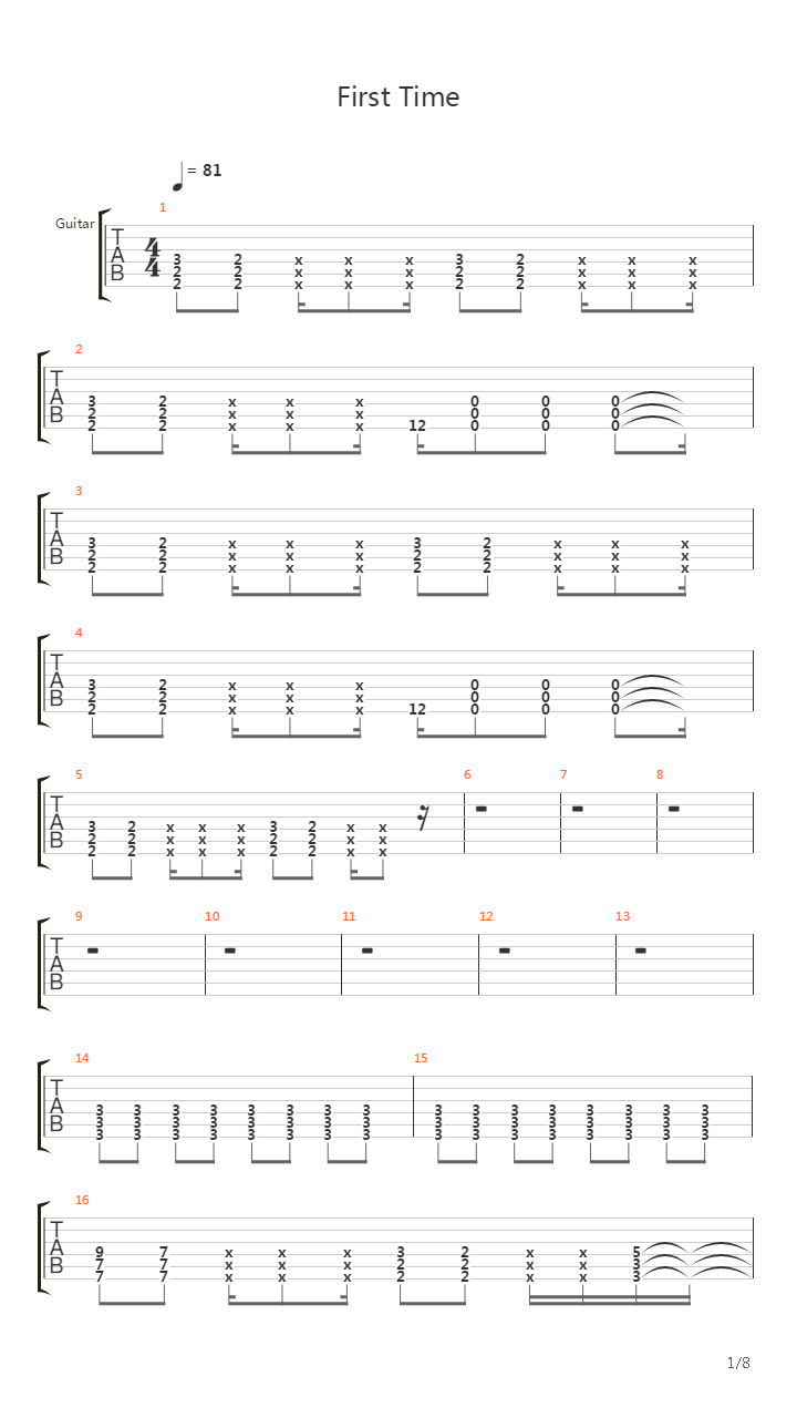 First Time吉他谱
