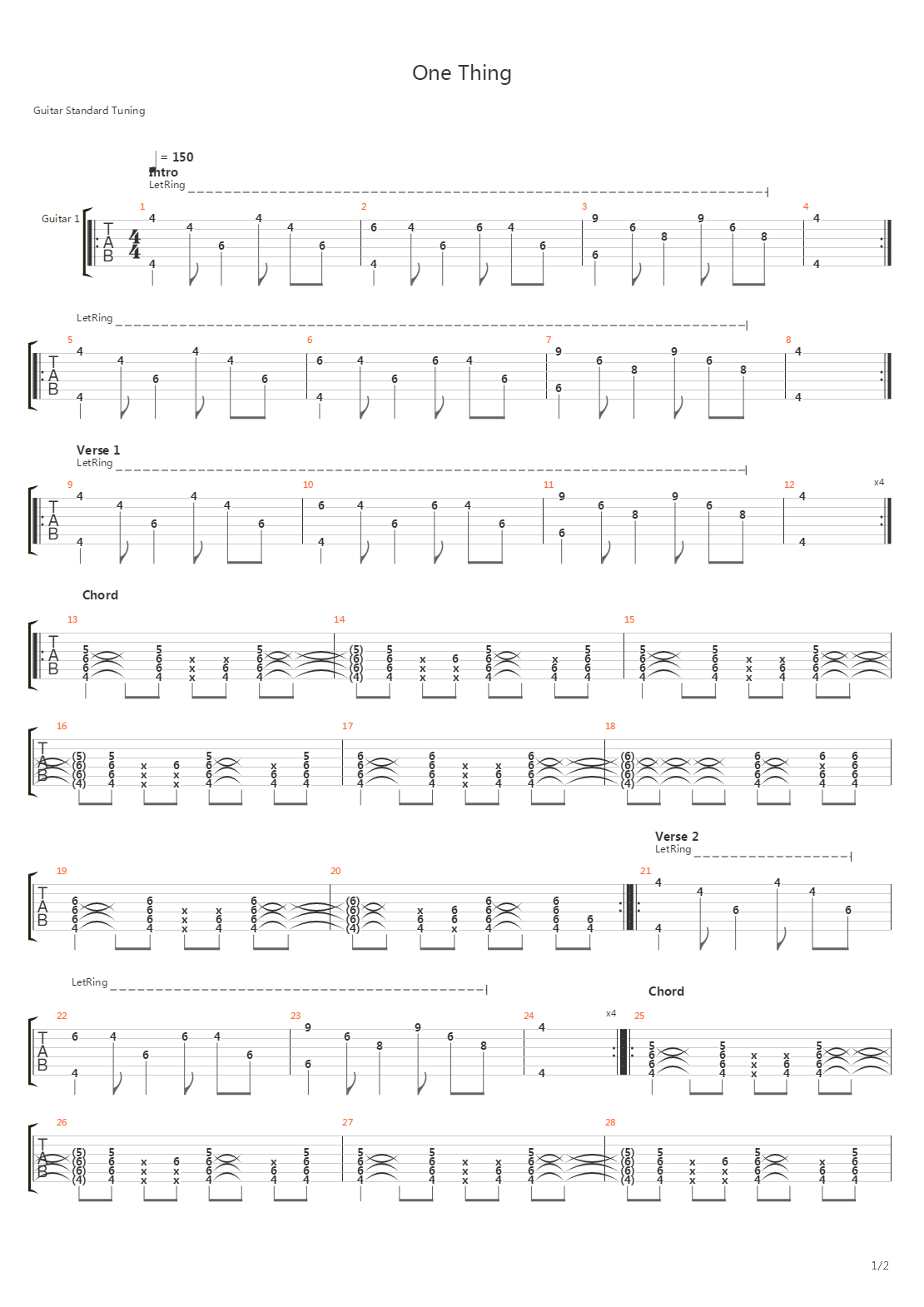 One Thing吉他谱