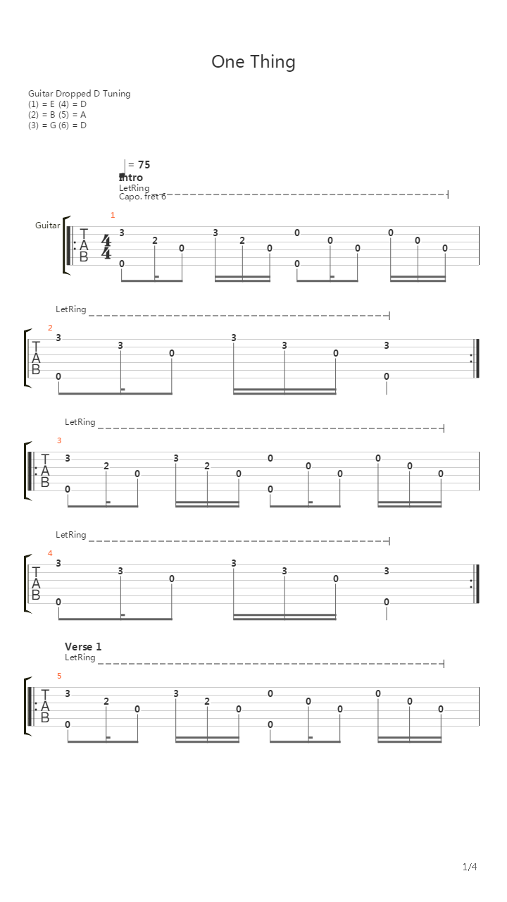 One Thing吉他谱