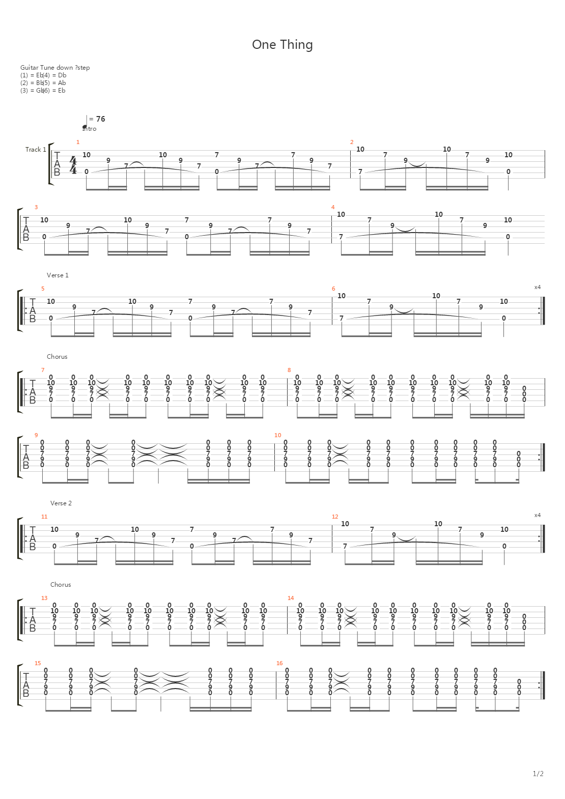 One Thing吉他谱