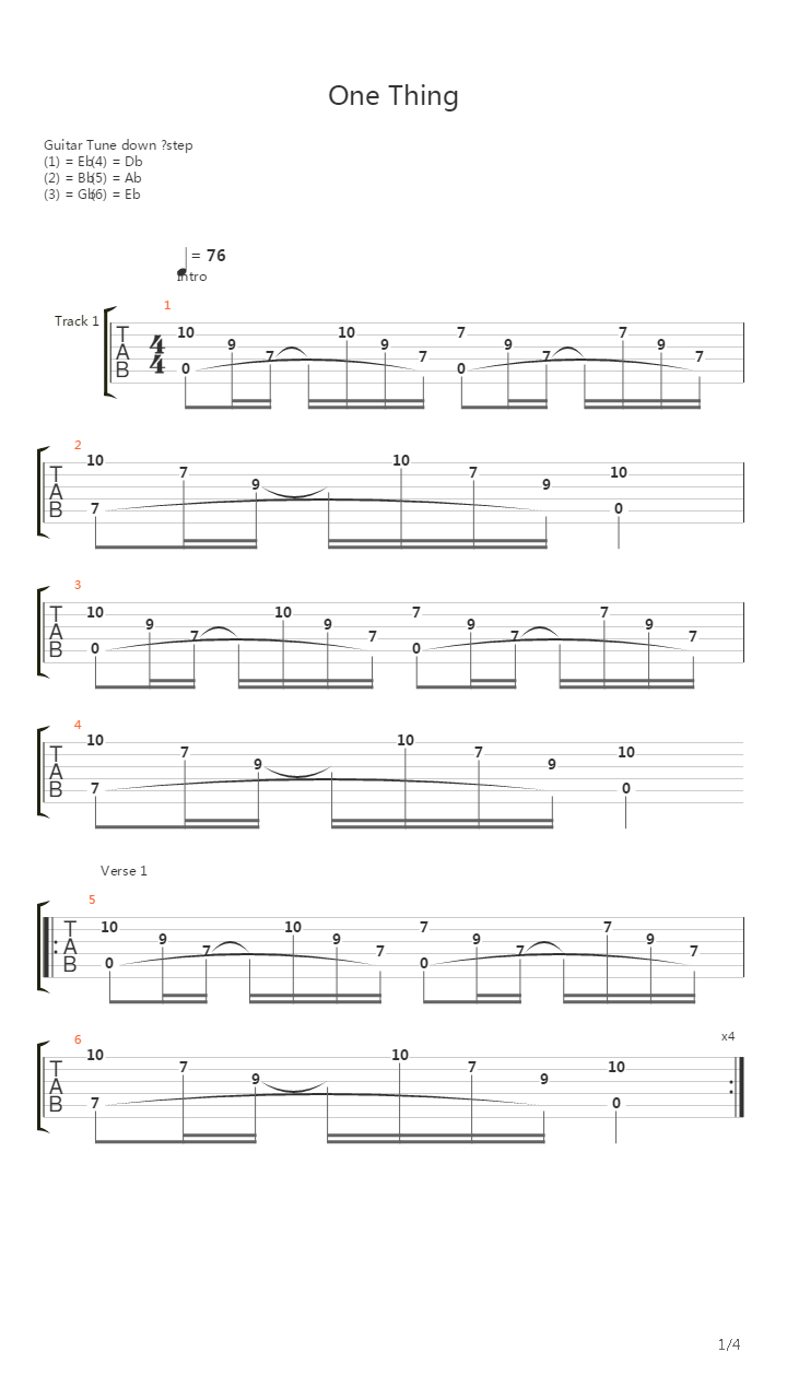 One Thing吉他谱