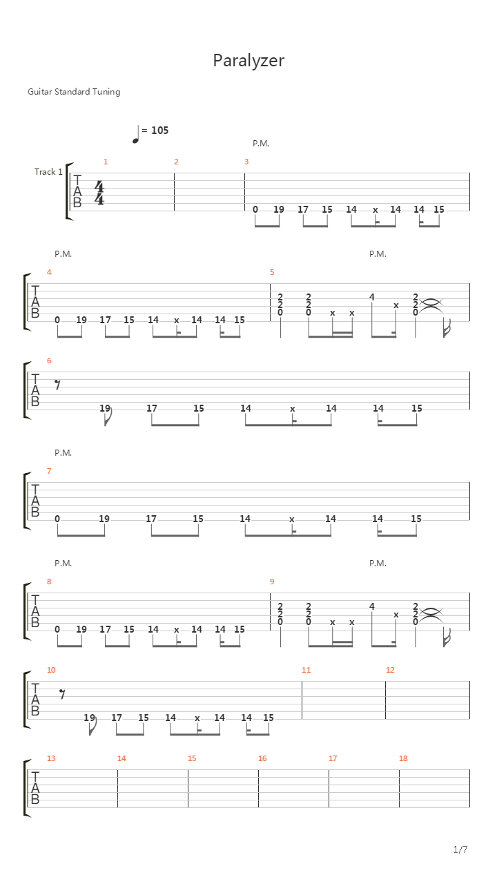 Paralyzer吉他谱