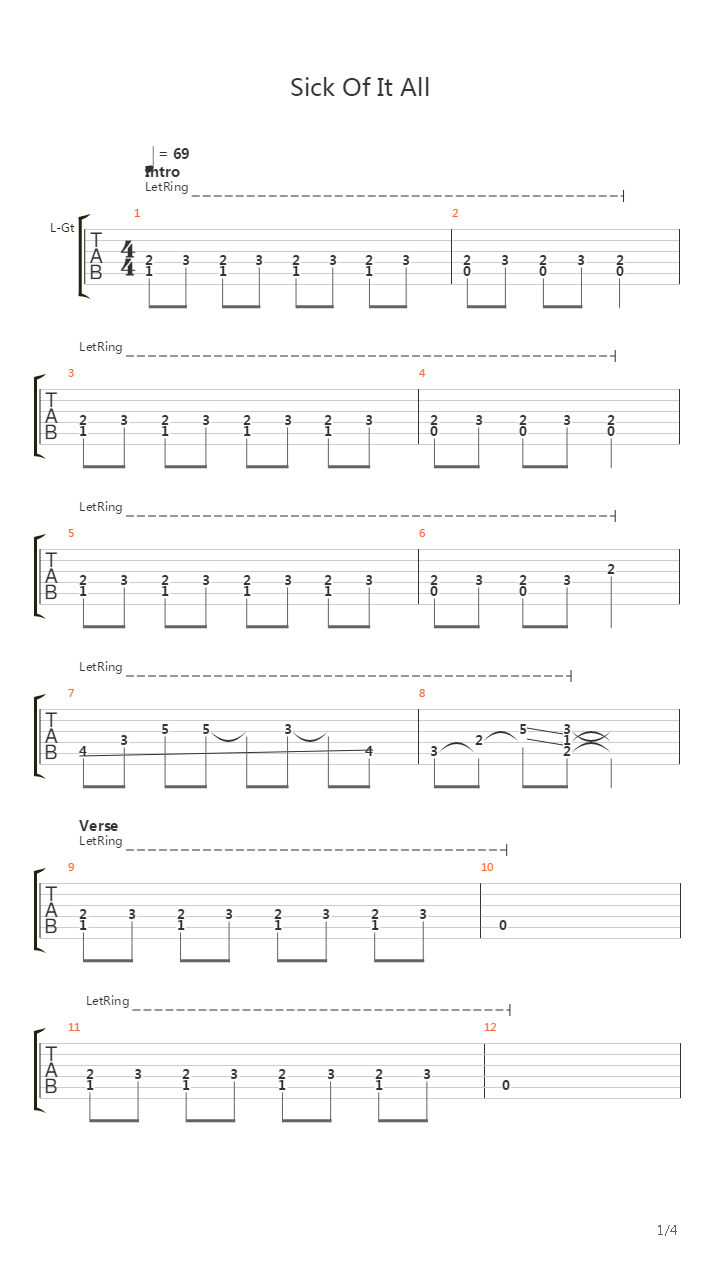 Sick Of It All吉他谱