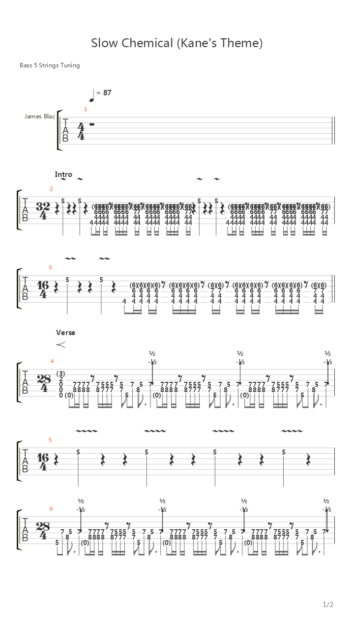 Slow Chemical Kanes Theme吉他谱