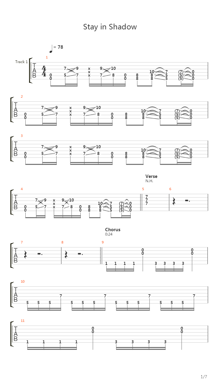 Stay In Shadow吉他谱