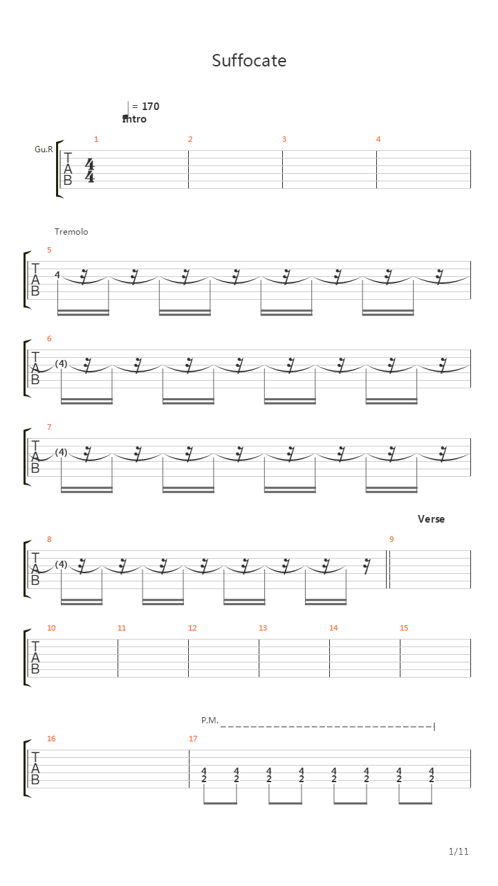 Suffocate吉他谱