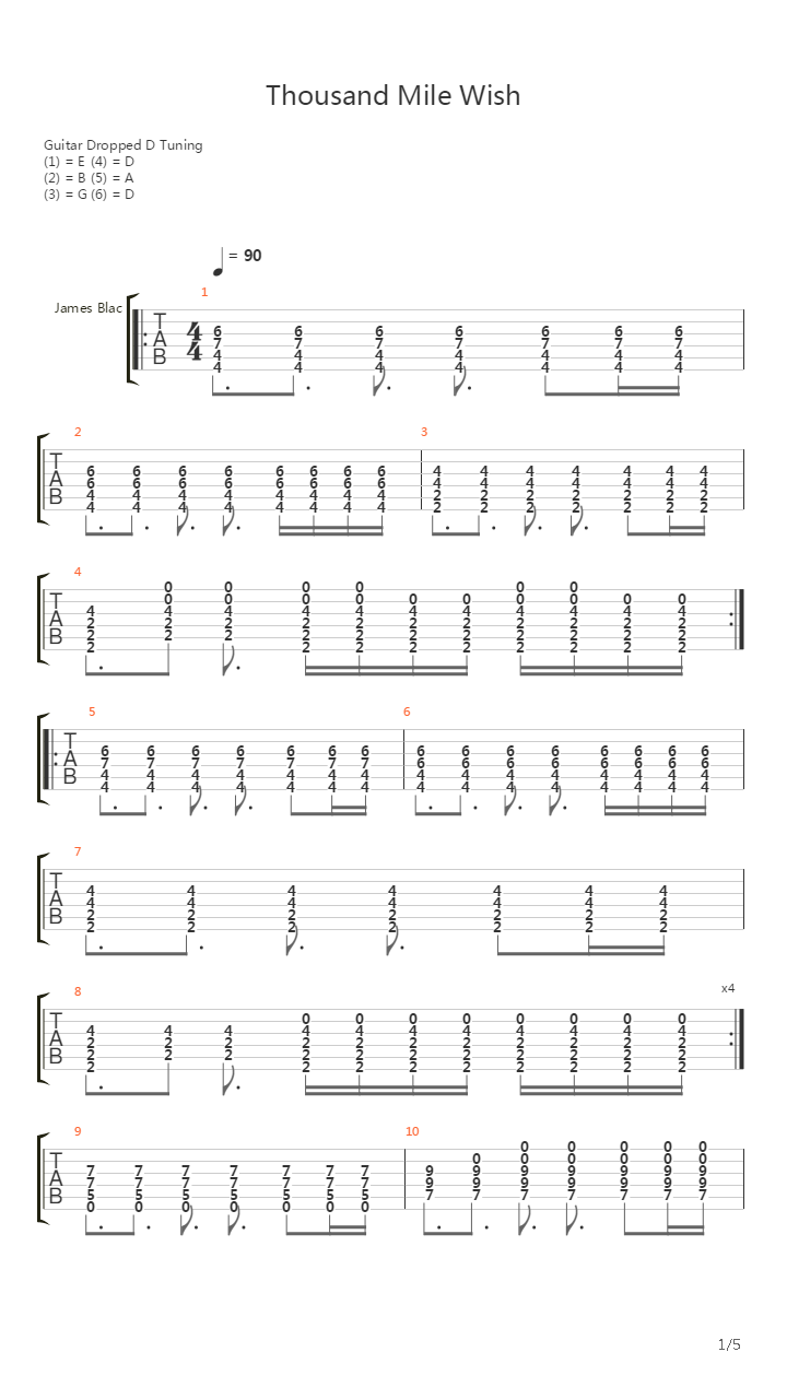 Thousand Mile Wish吉他谱