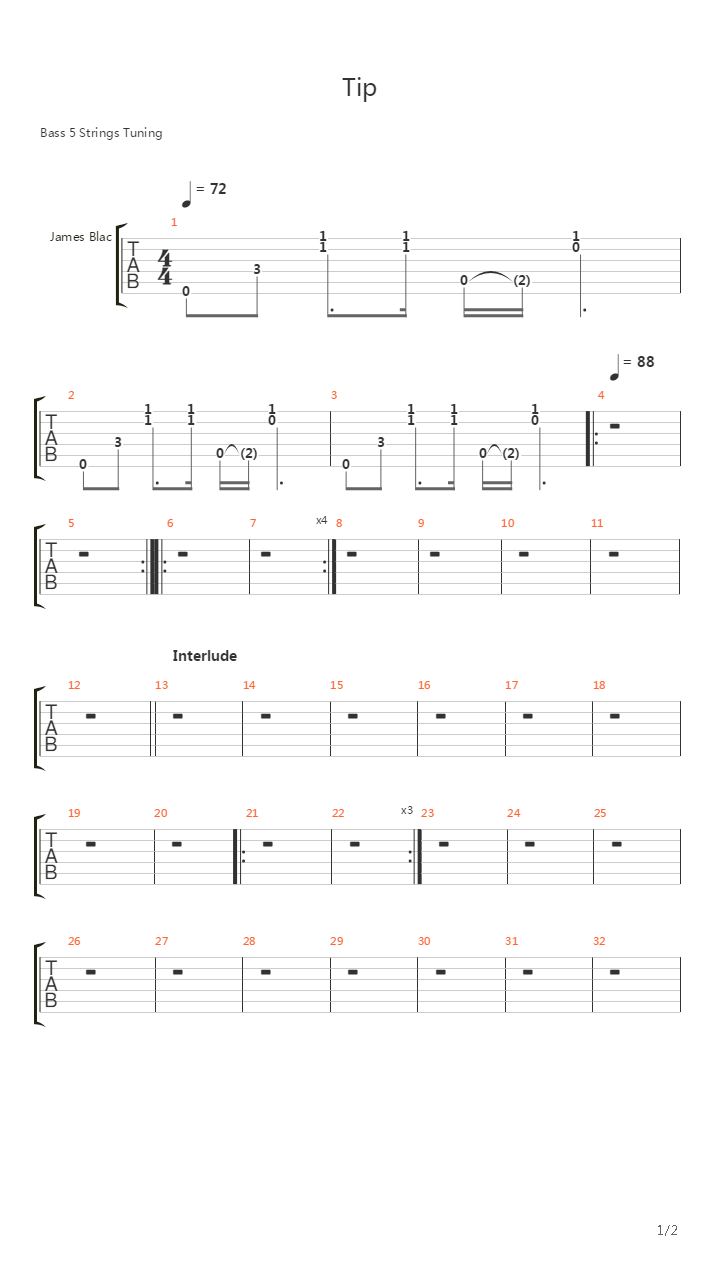 Tip吉他谱