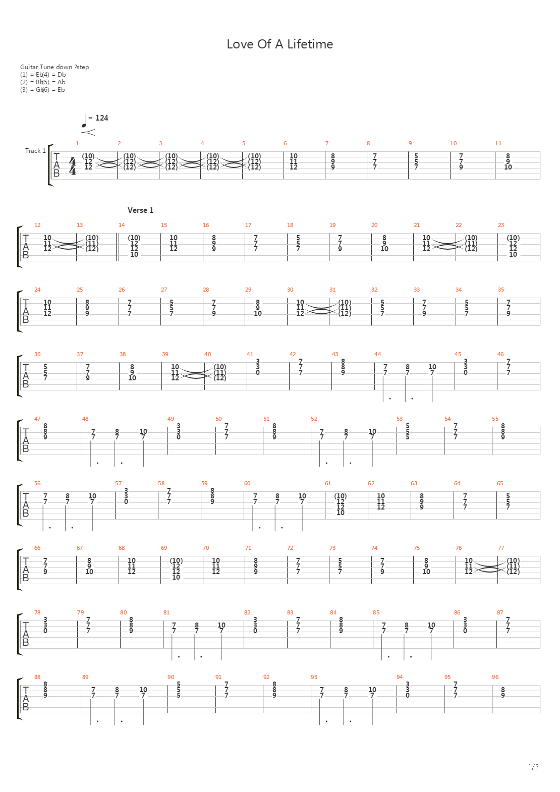 Love Of A Lifetime吉他谱