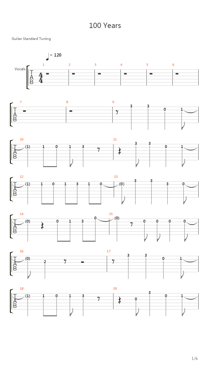 100 Years吉他谱