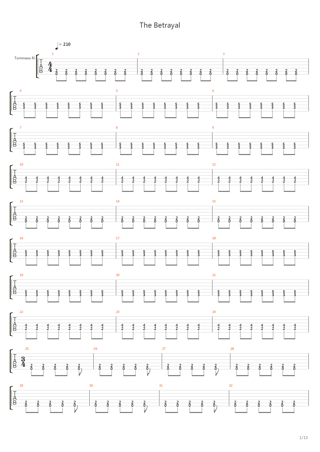 The Betrayal吉他谱