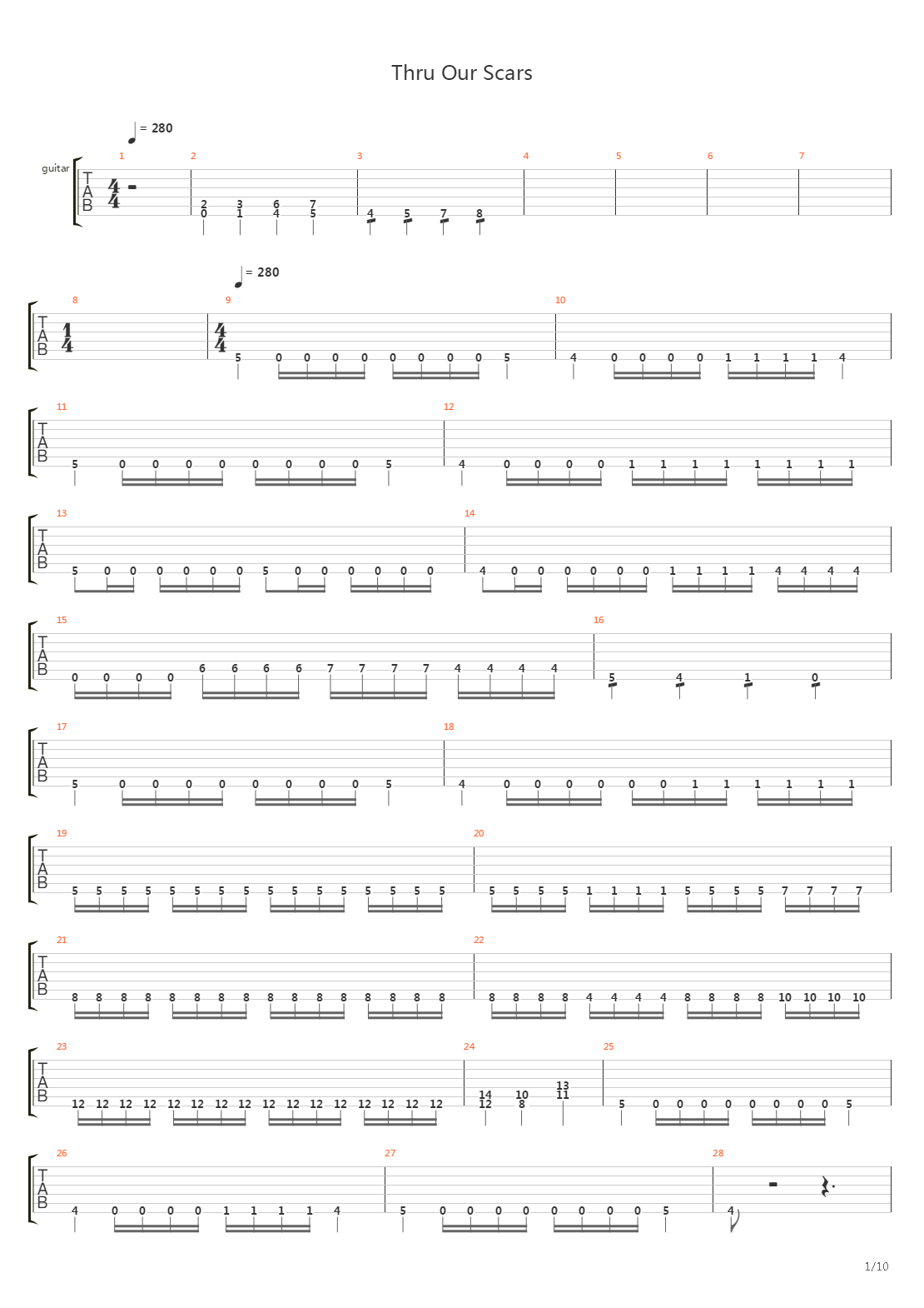 Thru Our Scars吉他谱