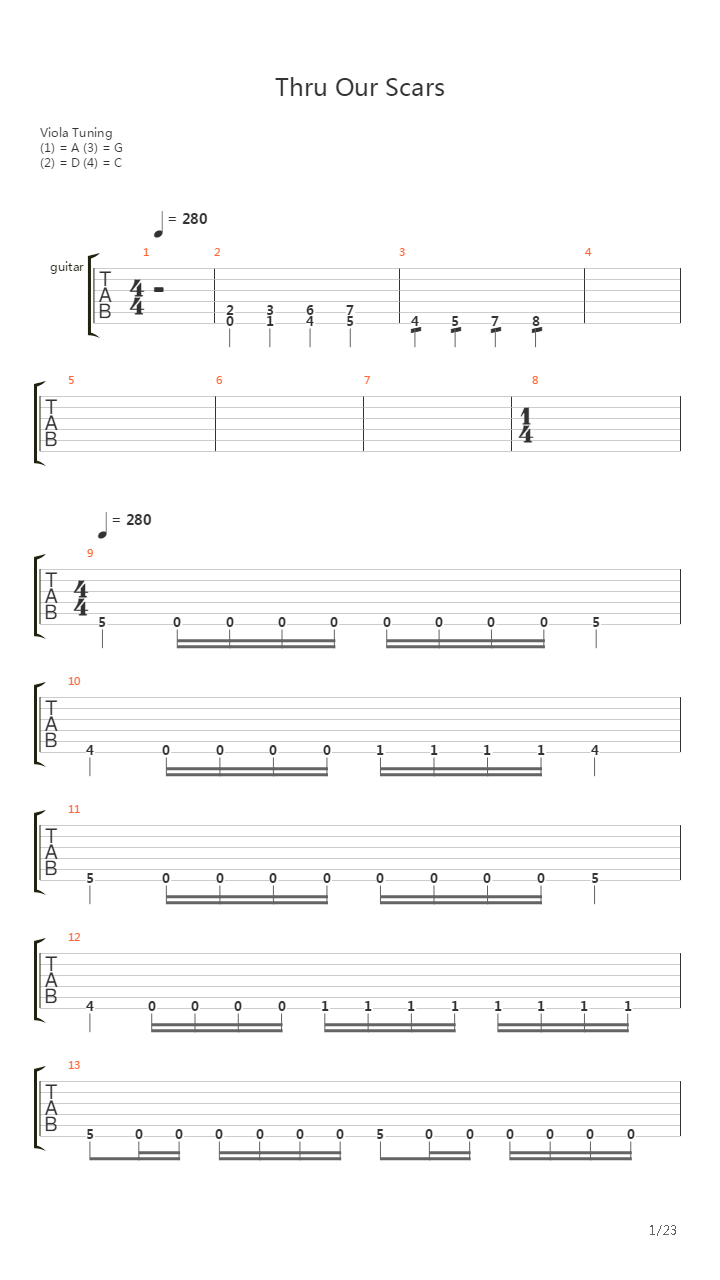 Thru Our Scars吉他谱