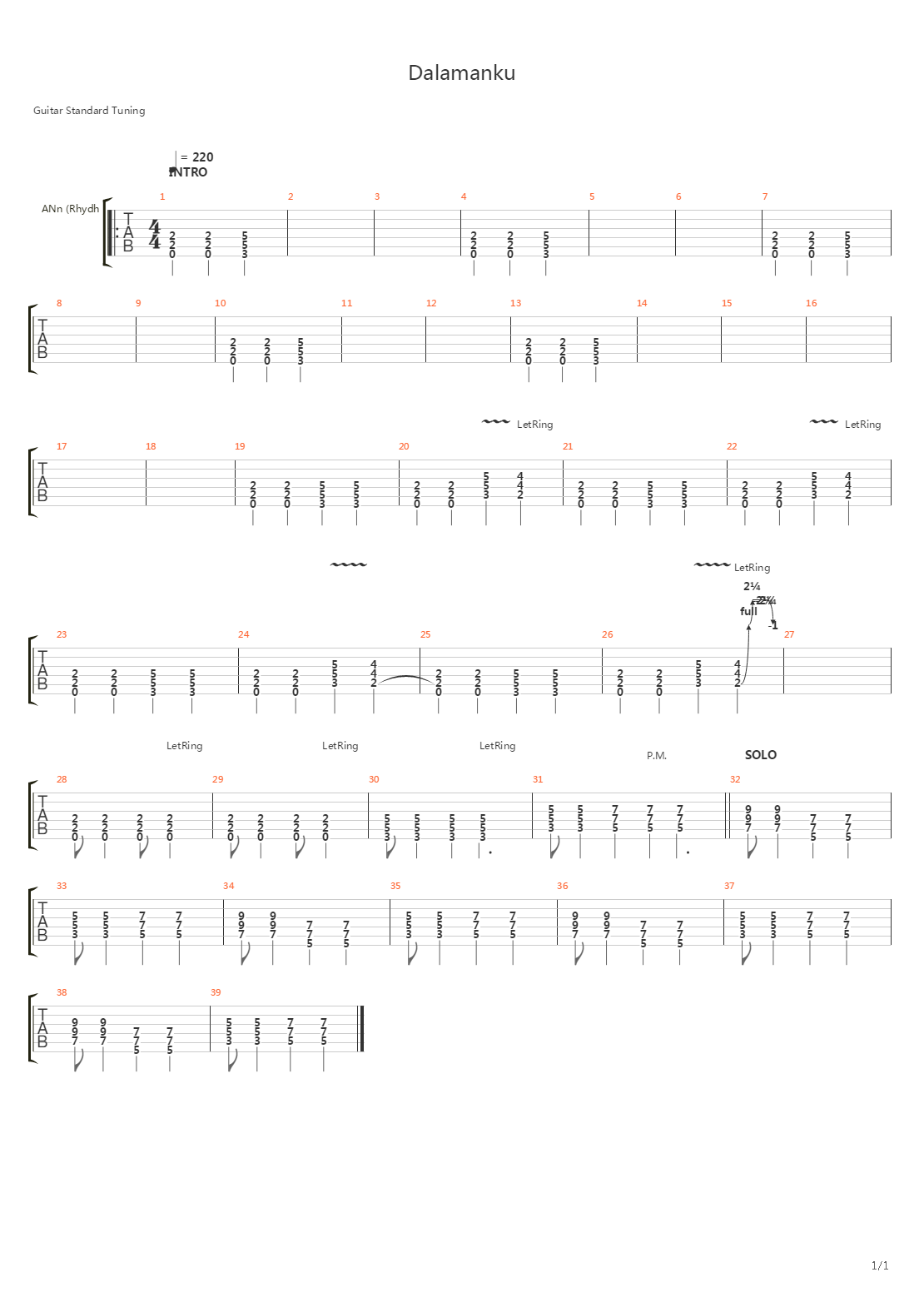 Dalamanku吉他谱